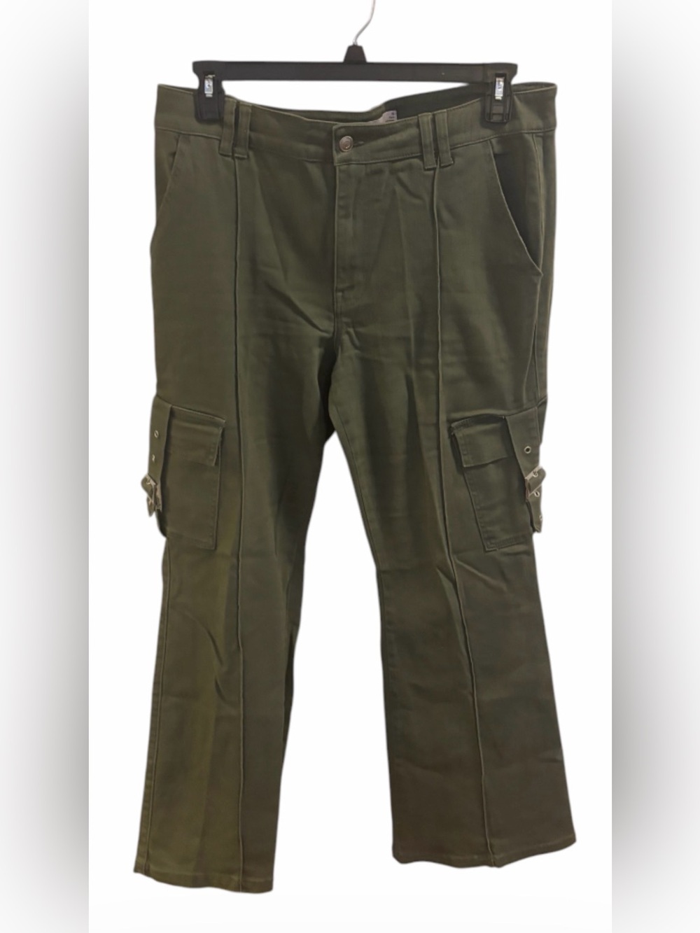 SO Women's Olive Green Flare Cargo Jeans